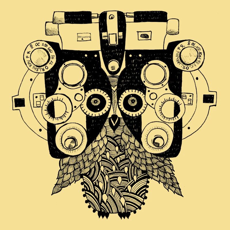 Phoropter Eule beim Sehtest