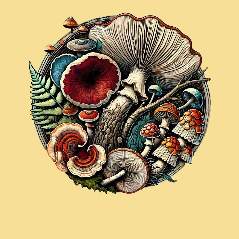 Conception complexe de champignons et d’éléments forestiers