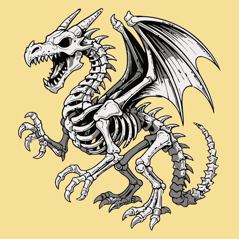 Celestial Dragon Skeleton Illustration