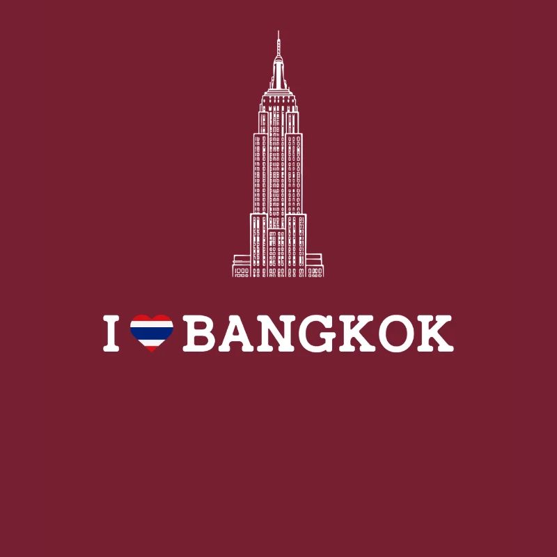 J’aime Bangkok Thaïlande Cool Empire Lover Drapeau Jeu de mots