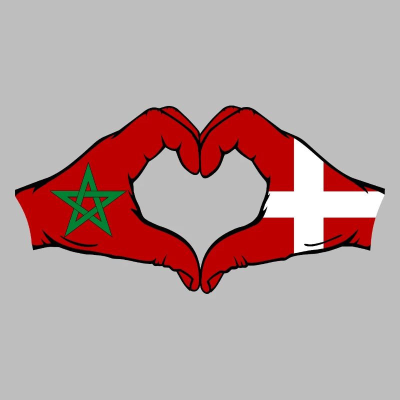 Maroc Danemark drapeau main coeur