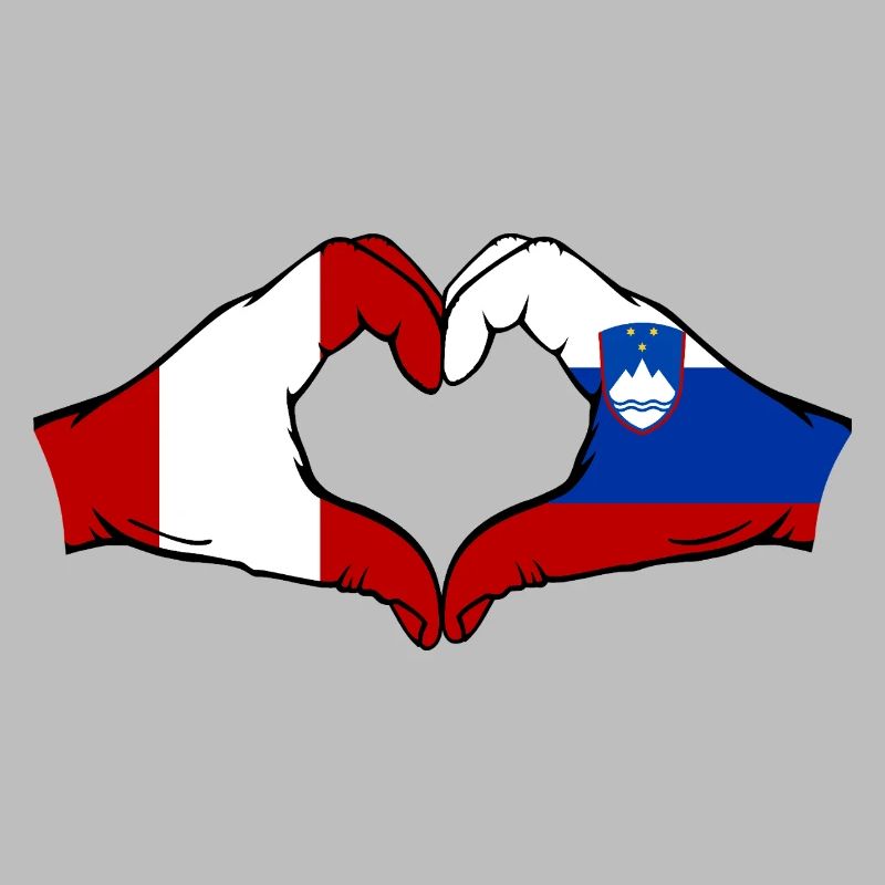 Pérou Slovénie Drapeau Mains Coeur Forme