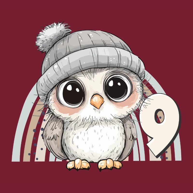 9. Geburtstag Eule Regenbogen Süß Niedlich