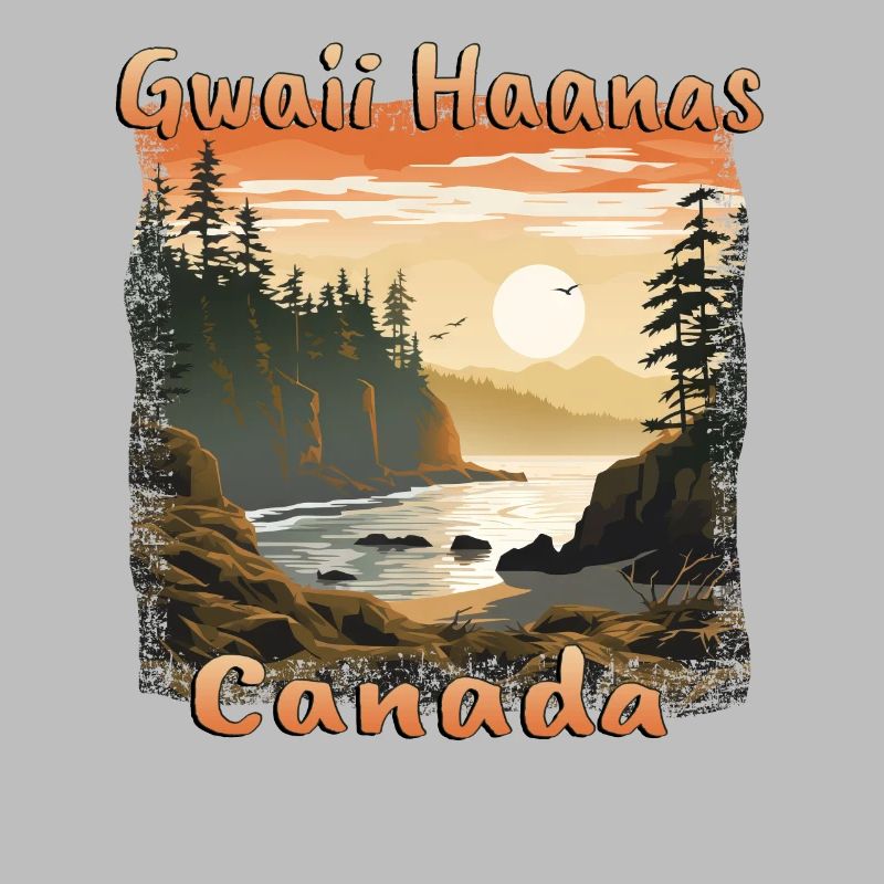 Parc national Gwaii Haanas Canada Coucher de soleil Grunge