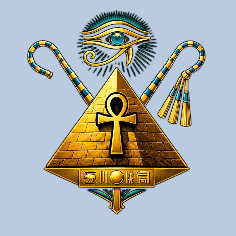 Pyramide Ankh et Œil d'Horus Doré