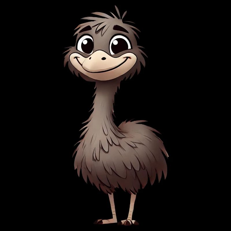Cute Emu Bird Cartoon Happy Relaxed