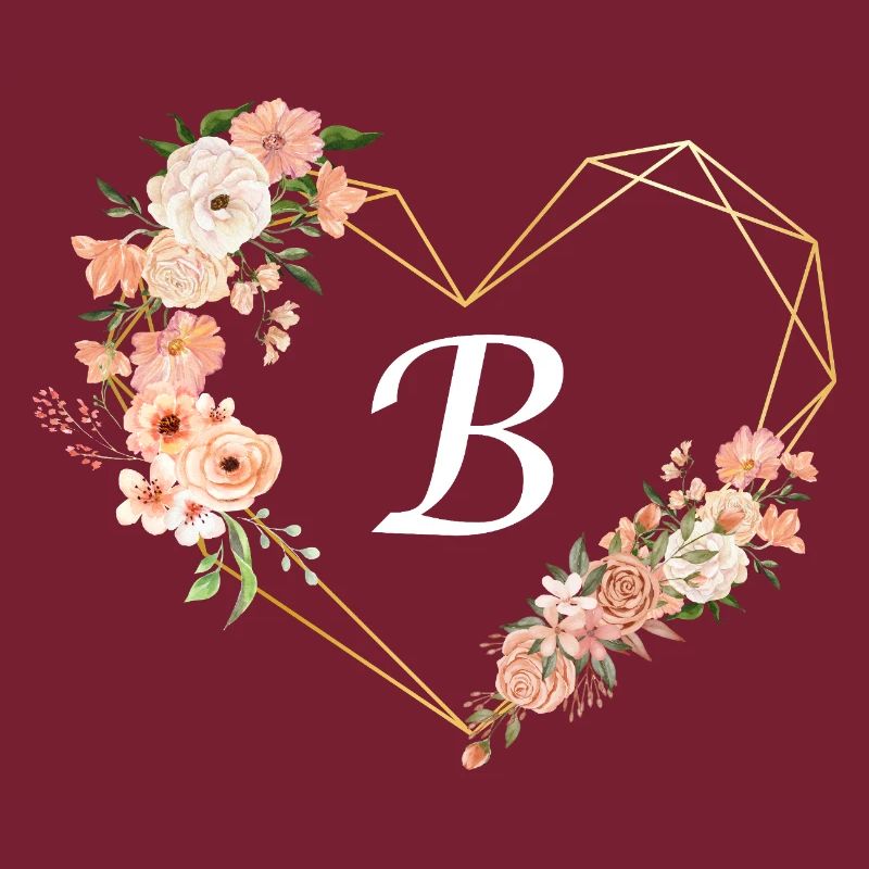 Buchstabe b florales goldenes Herz