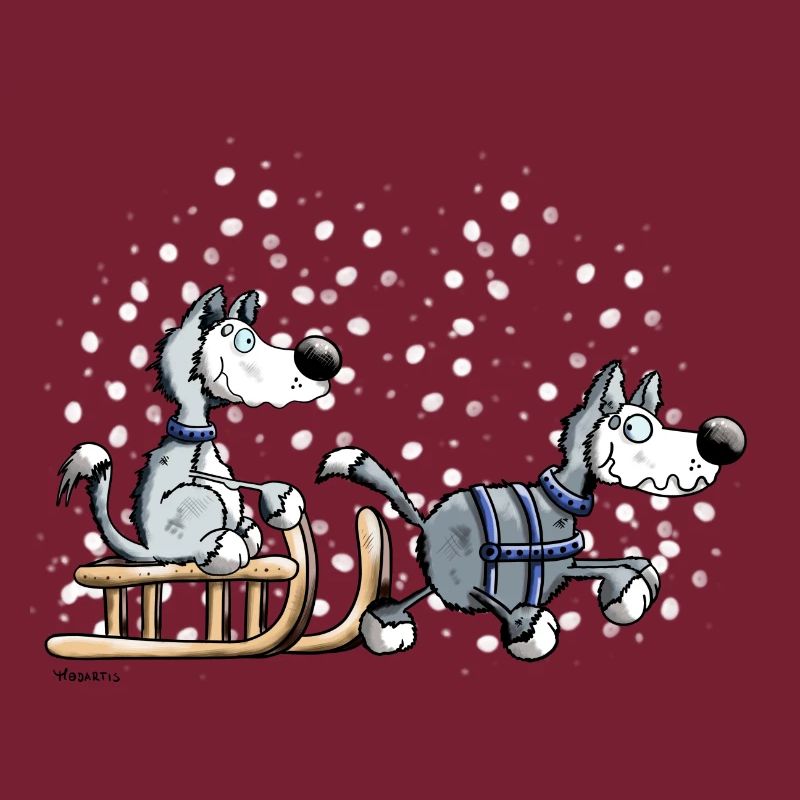 Huskies in the snow
