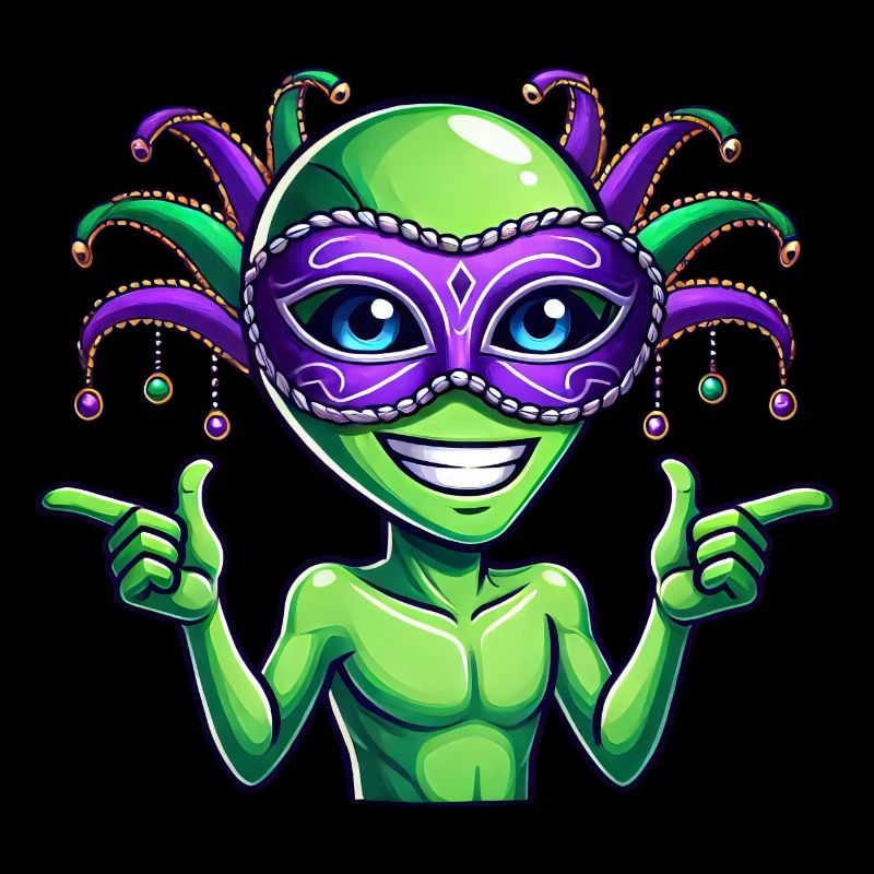 Mardi Gras Alien Cartoon Veggie Spaß