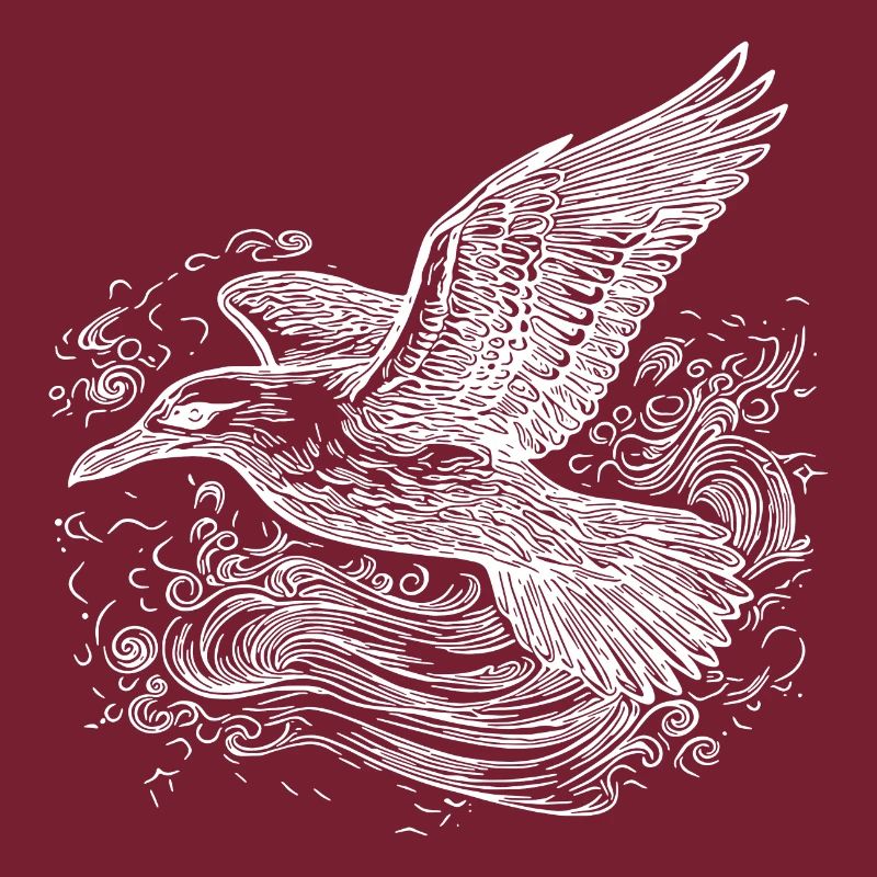 Elegante fliegende Möwe über dem Wasser