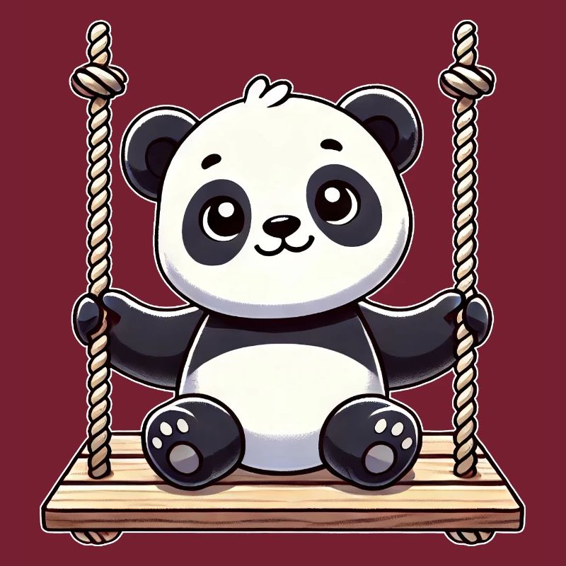 Cute Panda Swing Cartoon Design