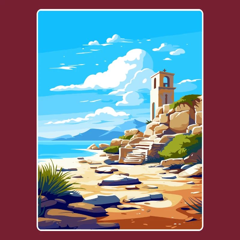Délos Grèce Affiche de voyage Souvenir Carte Postale Peinture
