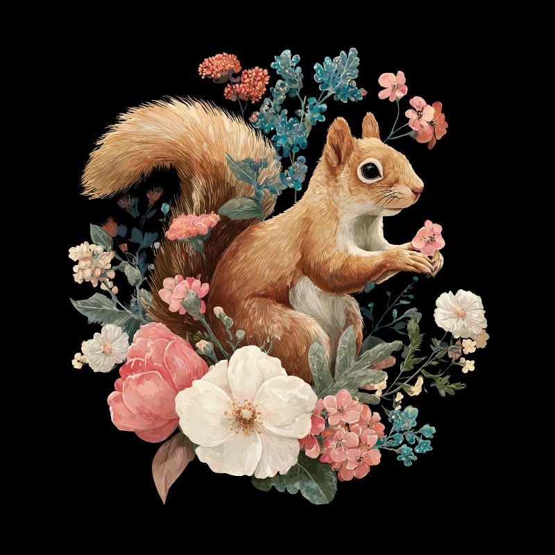Eichhörnchen Blumen Cottagecore 
