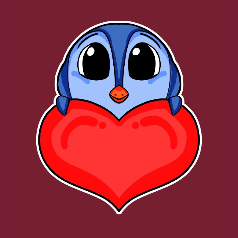 Penguin with Heart - Love Romantic