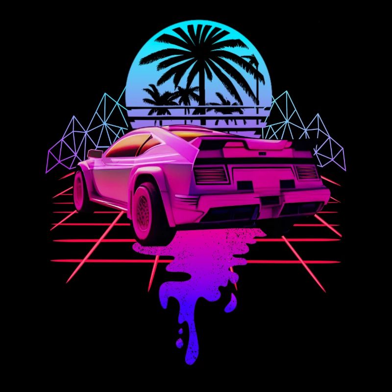 Retro Wave Sportwagen Vaporwave