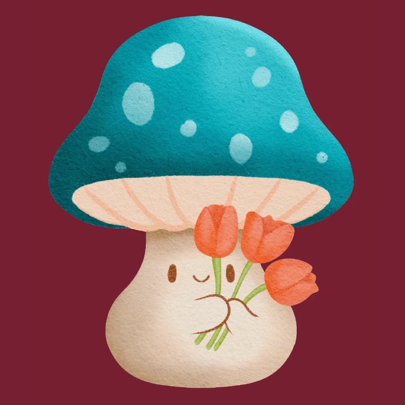 Mignon Murshoom tenant des fleurs