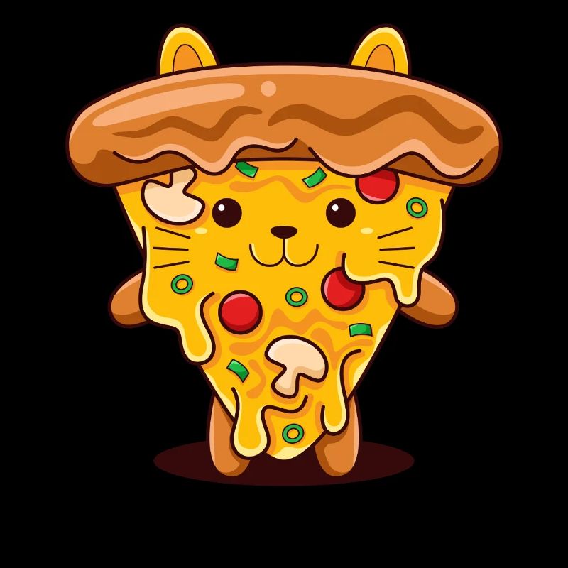 Pizza Cat Kawaii Illustration