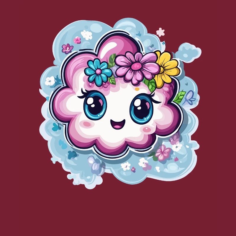 Nuage joyeux avec des fleurs