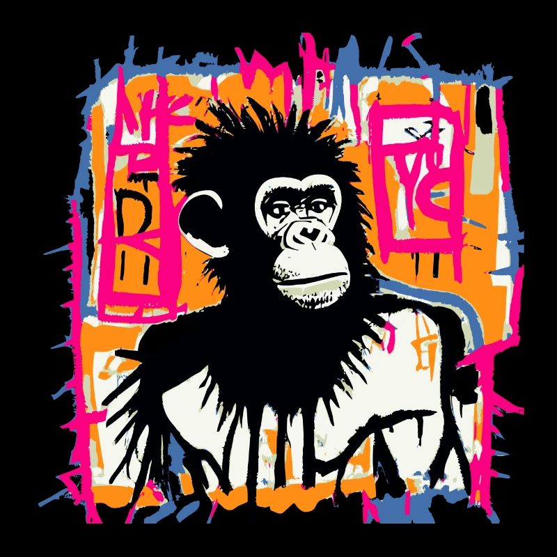 Schimpansen-Straßenkunst – Bunte Affengraffiti