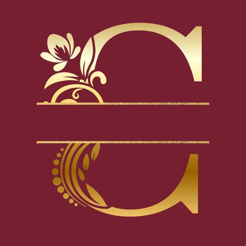 Personalized Letter c Gold Floral - Gift Idea