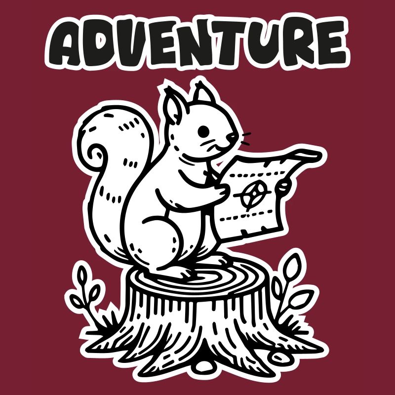 Squirrel Holding a map - "Adventure" Design