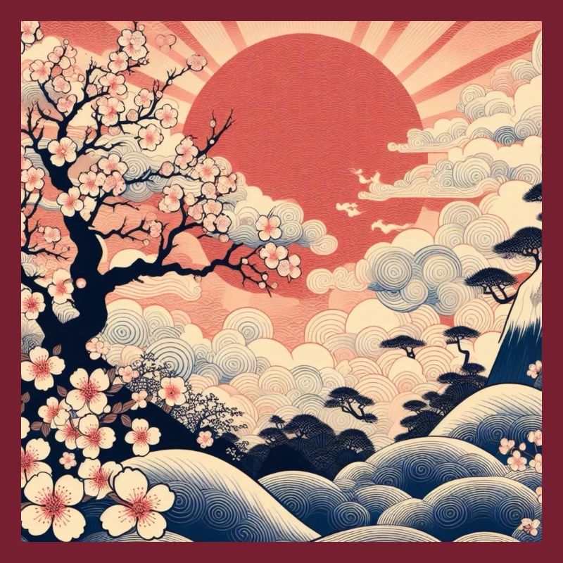 Sonnenaufgang Ukiyo-e-Stil