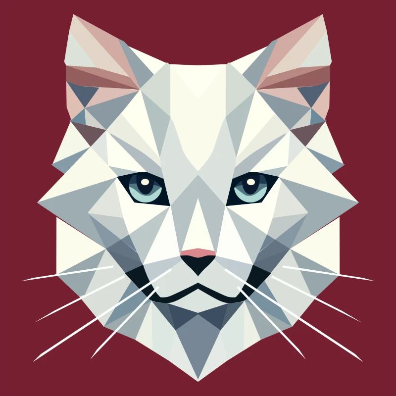 Geometric elegance: White cat in facets