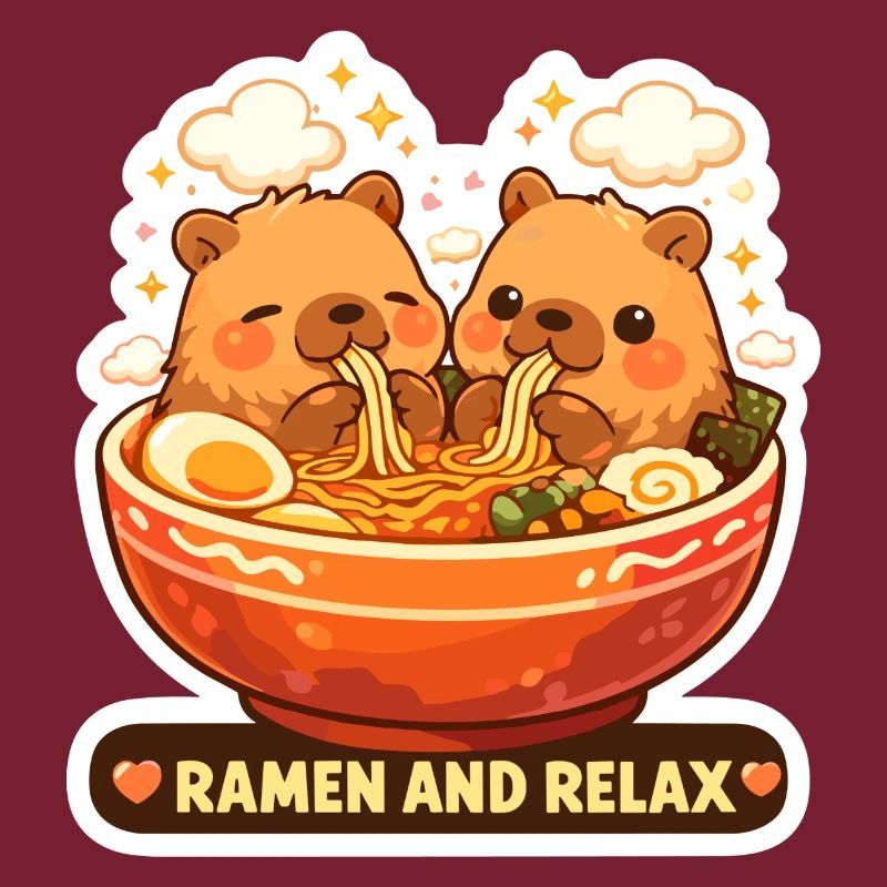 Capybara Ramen & Relax Sticker