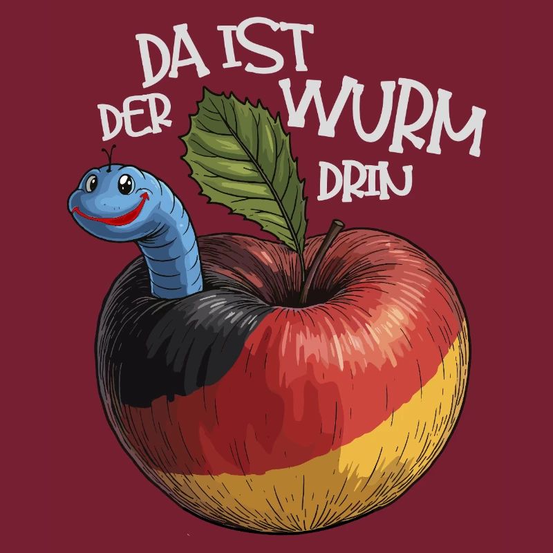Wurm im Apfel mit Spruch