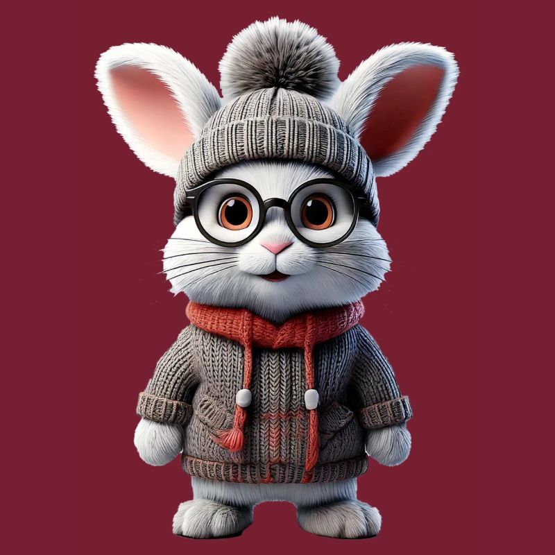 Mignon lapin avec pull tricoté