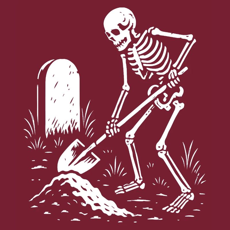 Skeleton Digging in Graveyard