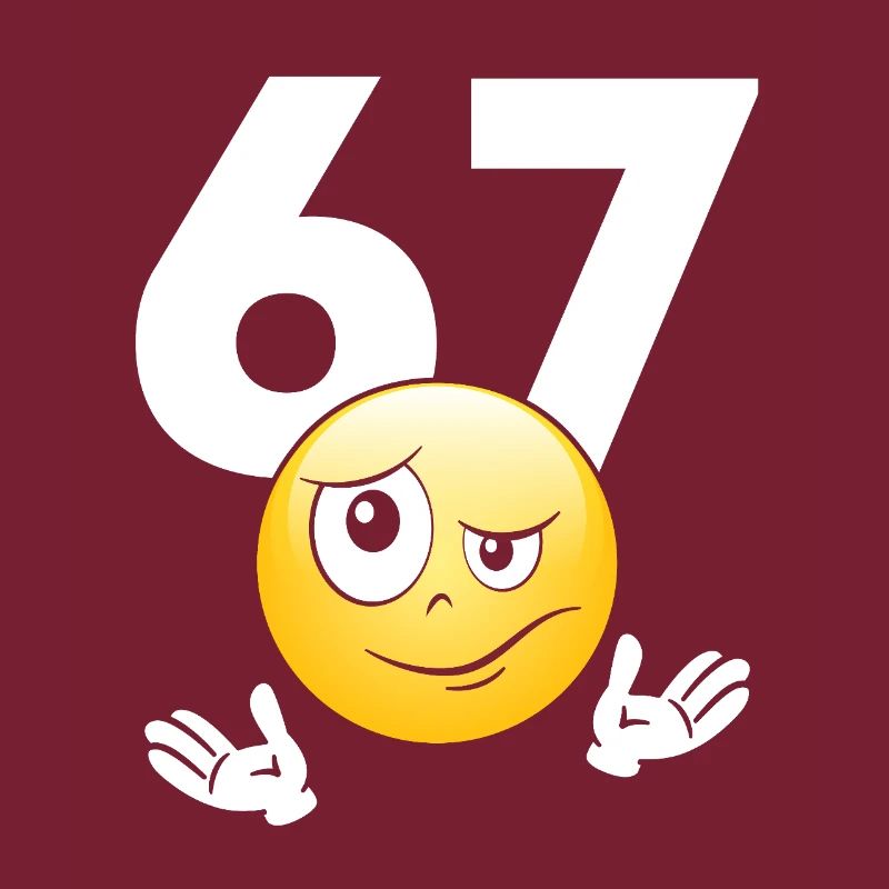 Numer 67 z emotikonem