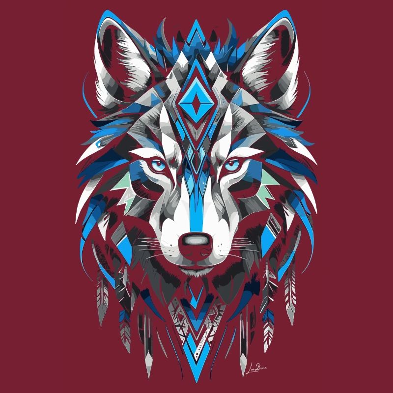 Blauer geometrischer Wolf
