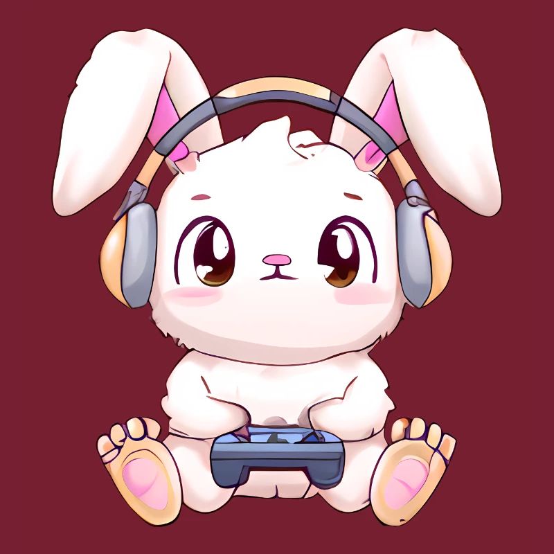00271 Hase mit Kopfhörer und Controller