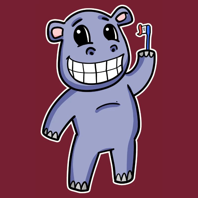 Hippopotame avec brosse à dents