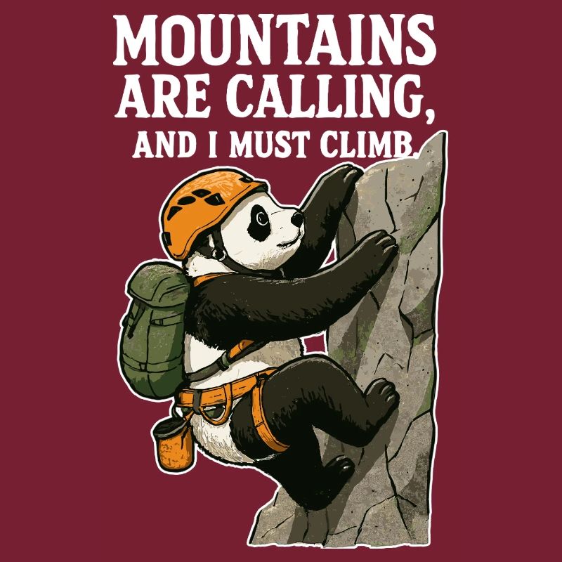 Funny climbing panda bouldering