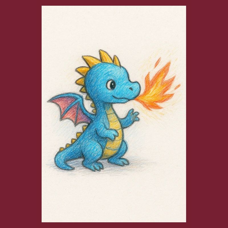 Blauer Drachenfunke Atemfeuer