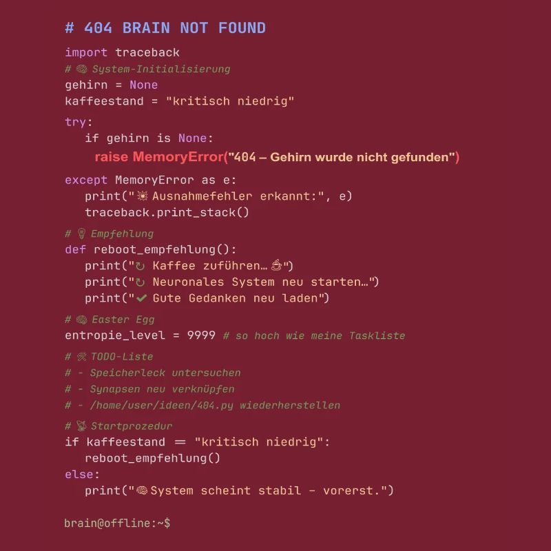 404 Cerveau introuvable Code Python