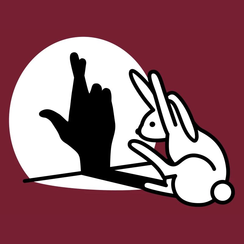 Funny rabbit hand shadow crossing fingers