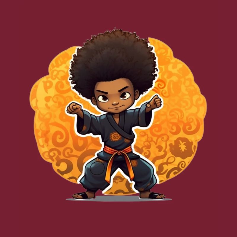Kampfkunst-Kind mit Afro-Style