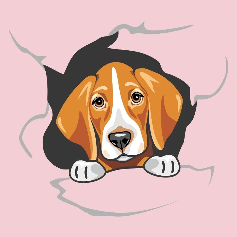 Foxhound guckt durch zerrissenes Papier