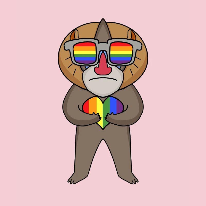 LGBT Tier Affe Mandrill Regenbogen