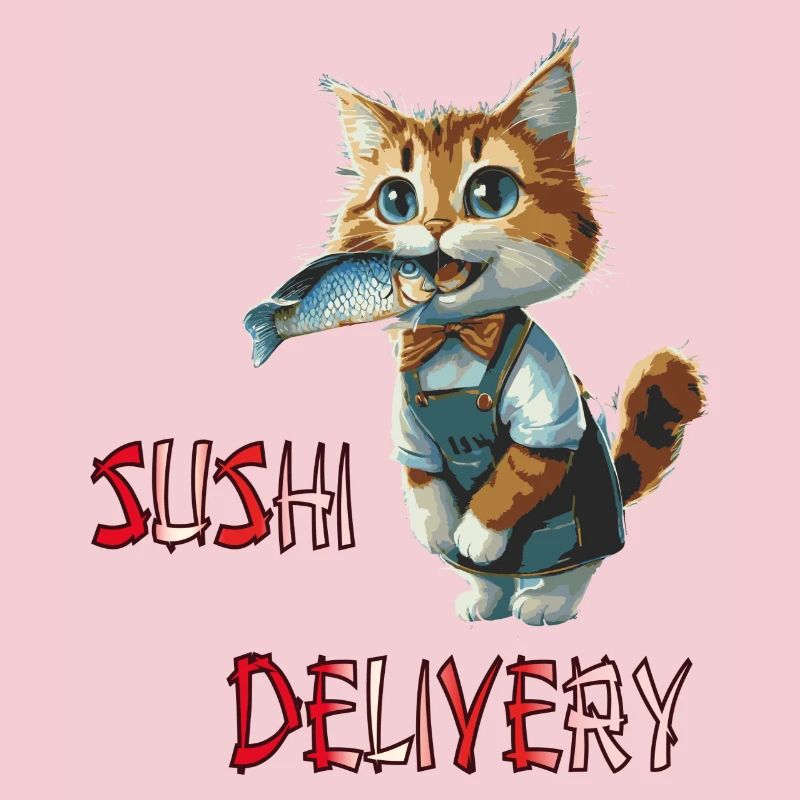 Chat avec du poisson dans la gueule