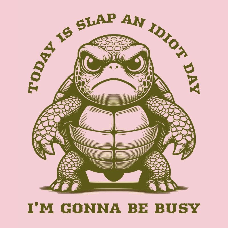 Today Is Slap An Idiot Day Funny Turtle Angry Pet