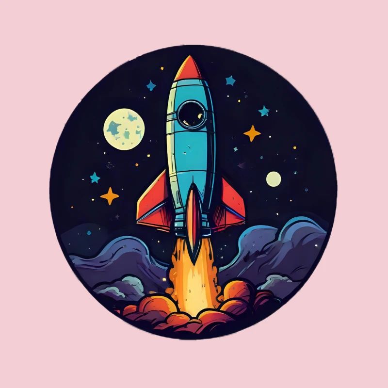 Fusée spatiale. Fusée dessin mignon. Logo de fusée