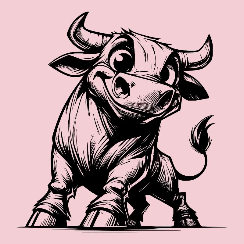 Dessin de taureau au crayon avec des cornes géantes