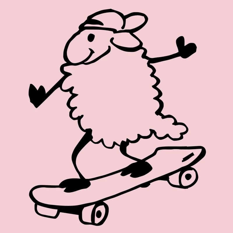 Mouton sur skateboard