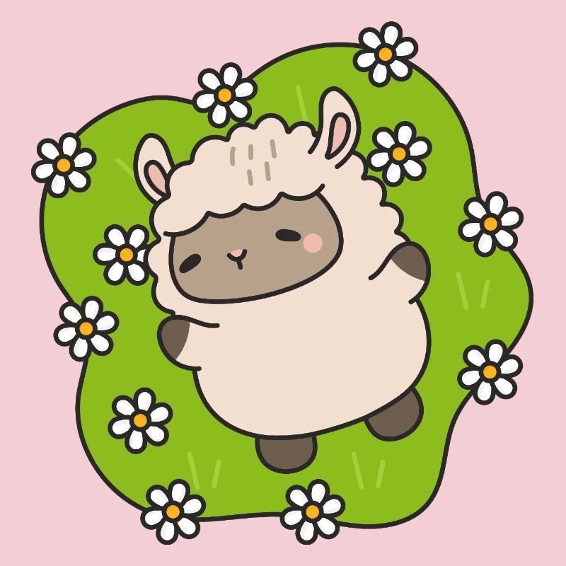 Blühendes Lamm, das zwischen Gänseblümchen tanzt