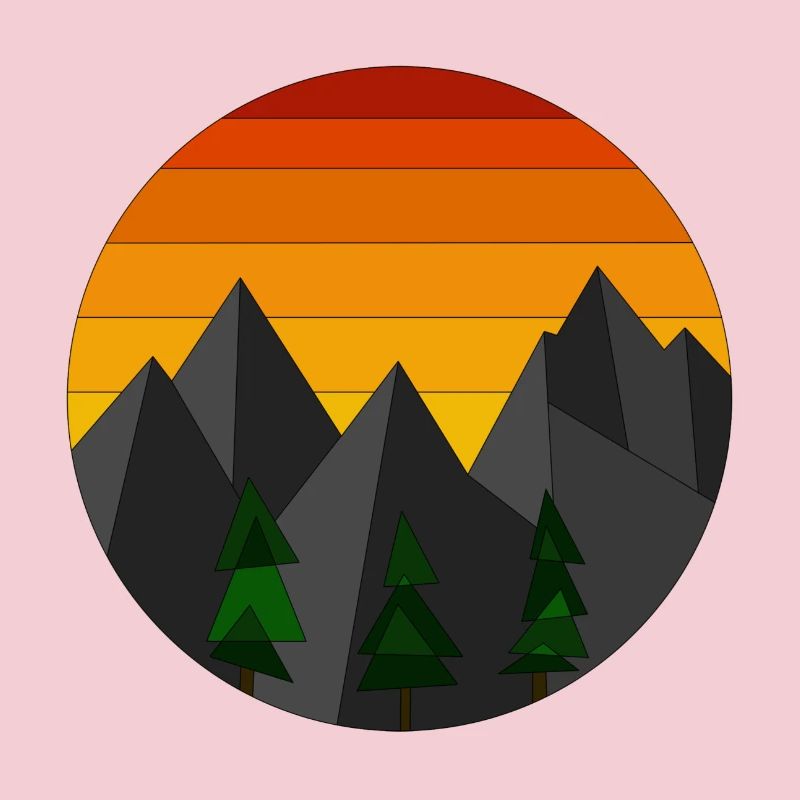 Mountain landscape sunset geometric