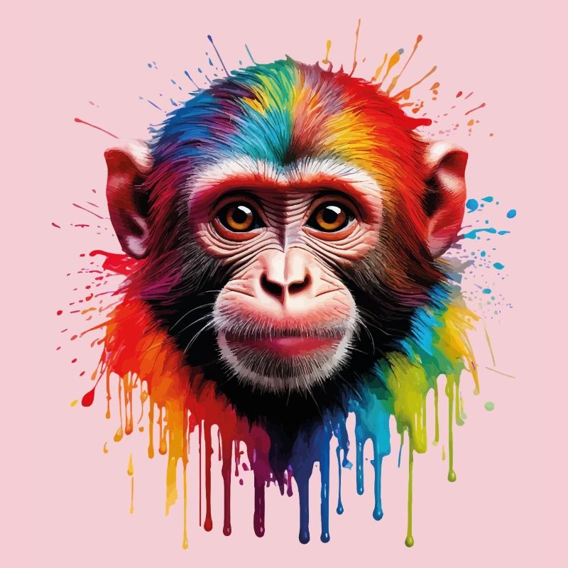 Bunter Affe mit Farbexplosion